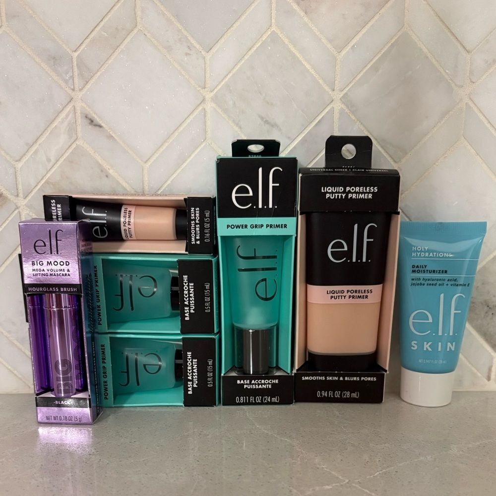 e.l.f. Power Grip Primer, Liquid Putty & Skincare Bundle - 7pc New